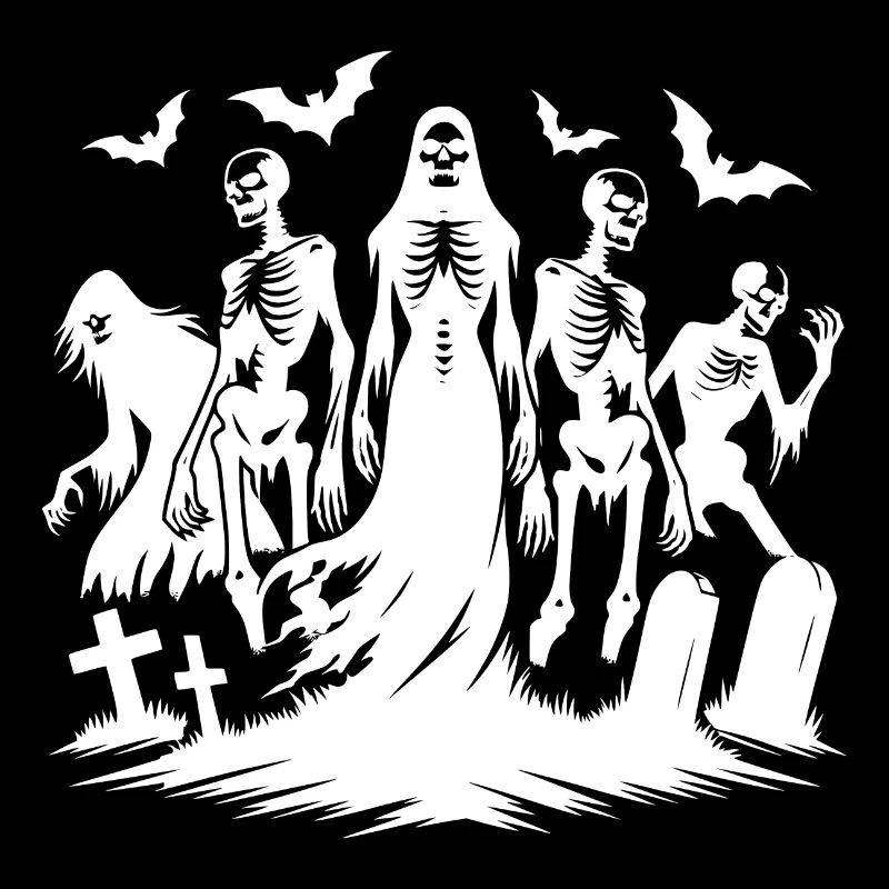 Halloween Night Zombie Cemetery Group