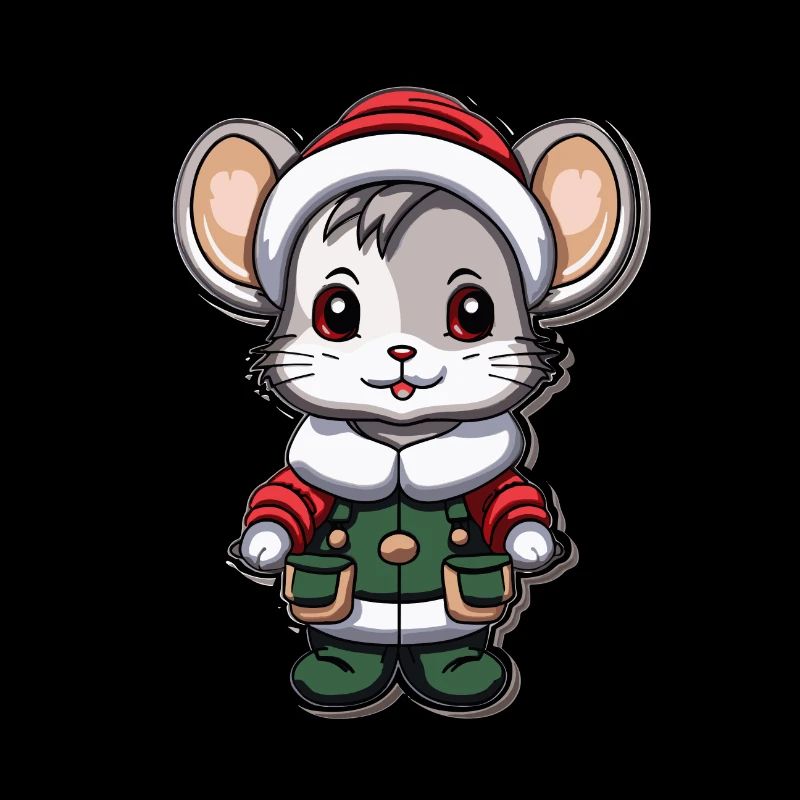 Souris Noël Design - Style Kawaii