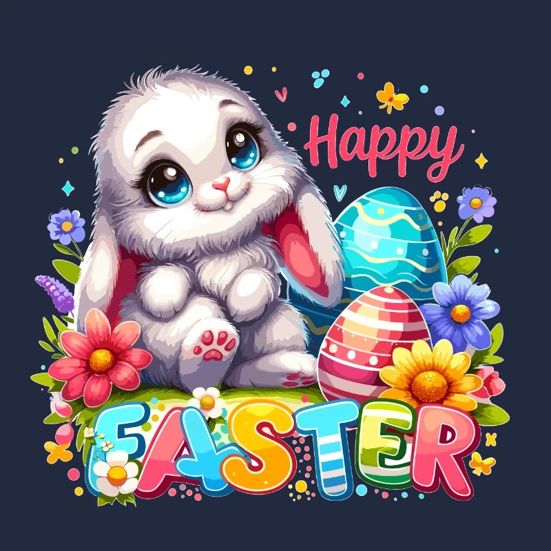 Joyeuses Pâques - Illustration de lapin de Pâques