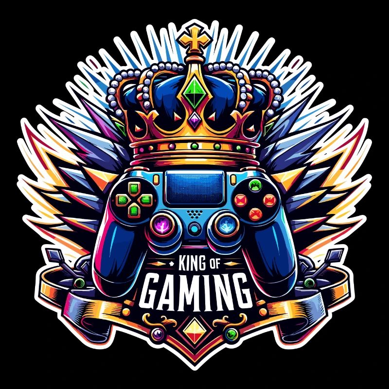 King of Gaming - Controller and Crown Illustration