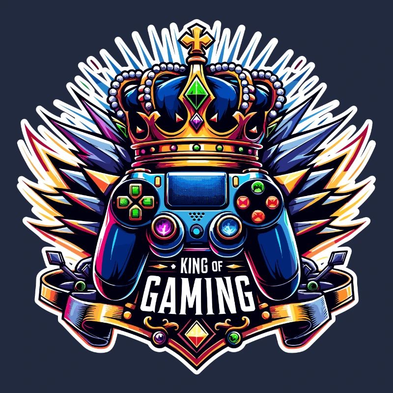 King of Gaming - Controller and Crown Illustration