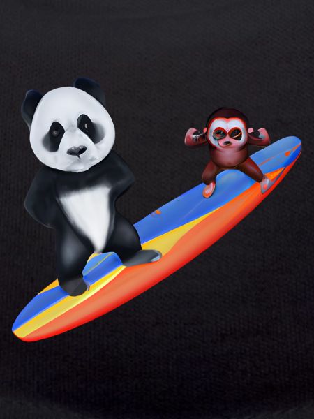 Surfing Panda and Monkey