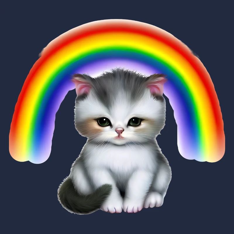 Baby cat under rainbow