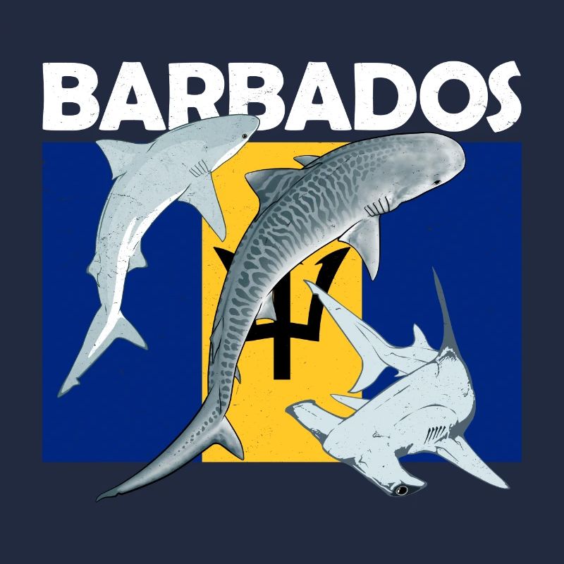 Drapeau de la Barbade Requin tigre Requin marteau