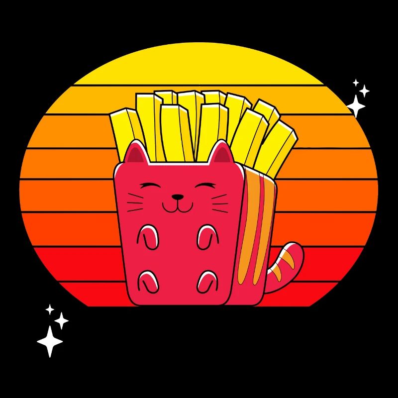 Chats Frites Coucher de soleil