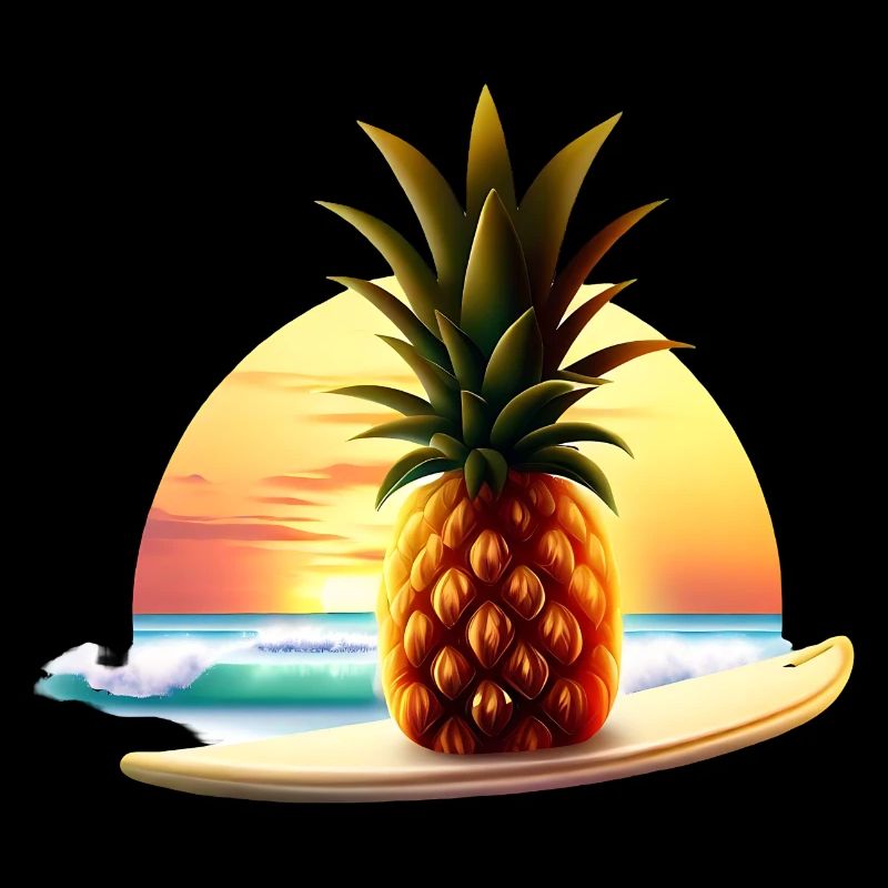 Pineapple surfer in sunset