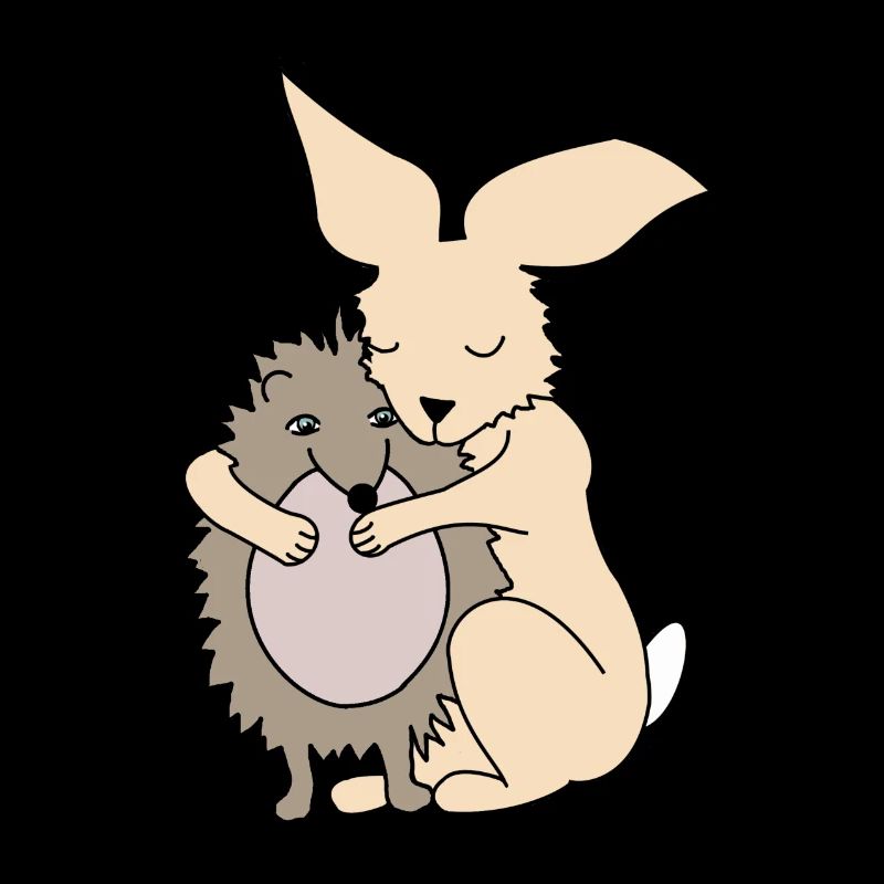Lapin et hérisson, câlin, amour