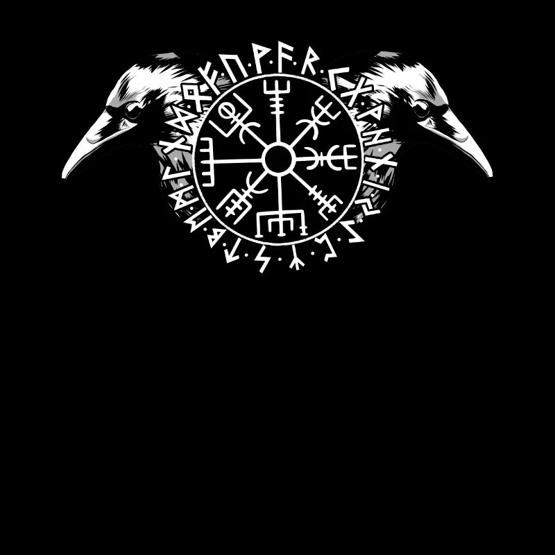 Hugin et Munin avec Futhark et Vegvisir