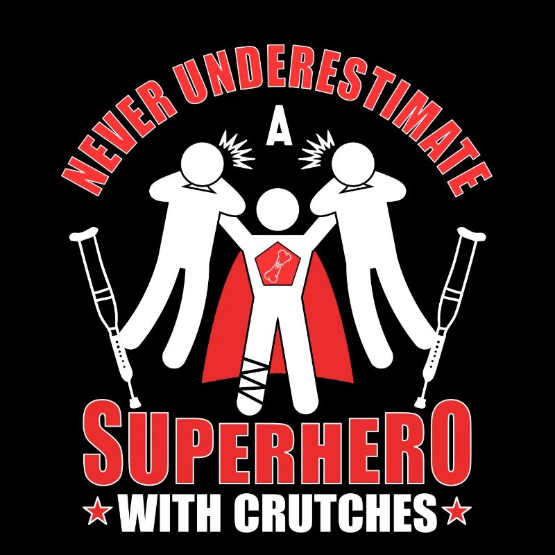 Crutches superhero foot fracture leg broken gift