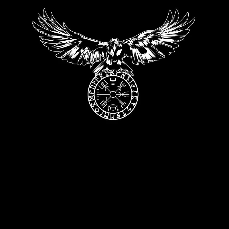 Corbeau avec Futhark et Vegvisir