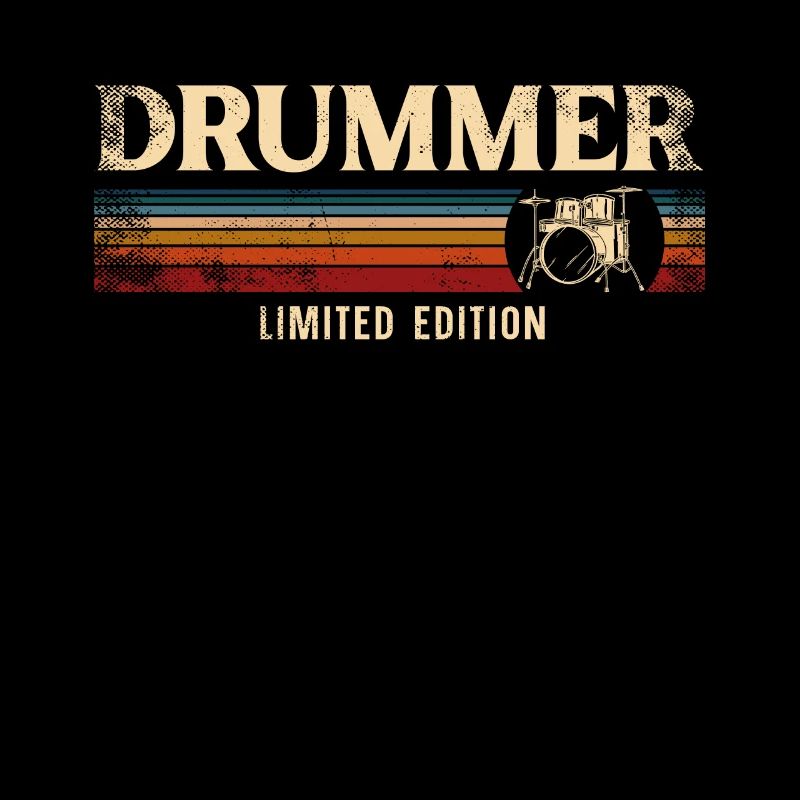 Drummer Drum Set Vintage Retro