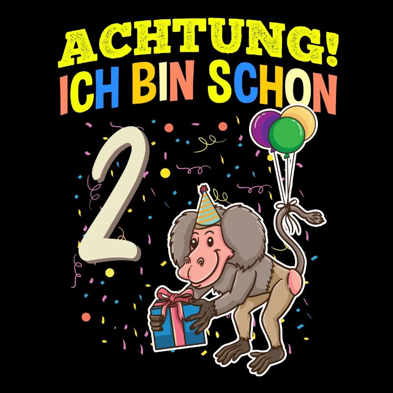Achtung Ich Bin Schon 2 Tier Geburtstag Pavian