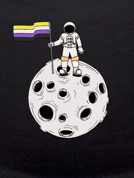 Nonbinary-Astronaut auf dem Mond Nonbinary-Flagge