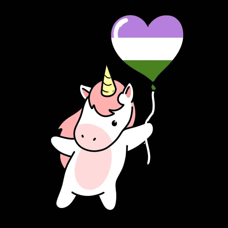 Einhorn Herzballon Genderqueer Pride