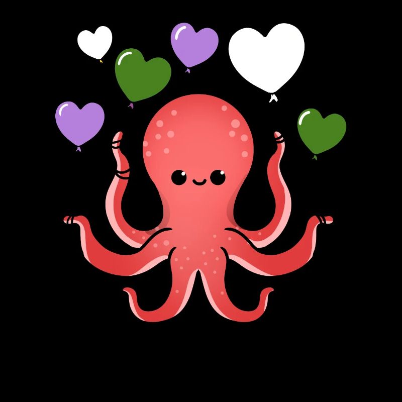 Oktopus Herzballon Genderqueer Pride