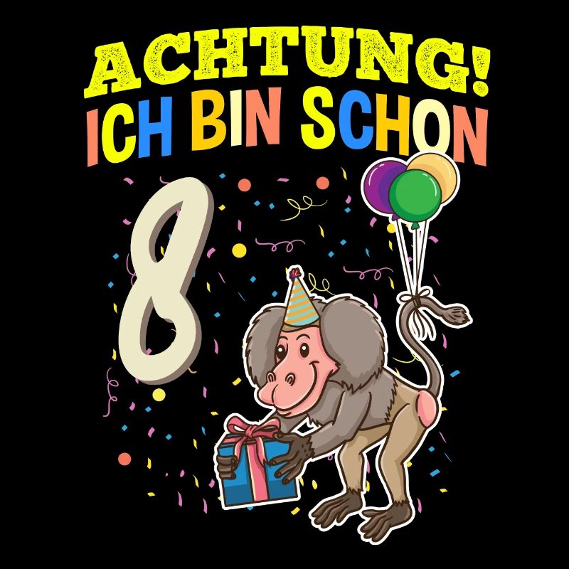 Achtung Ich Bin Schon 8 Tier Geburtstag Pavian