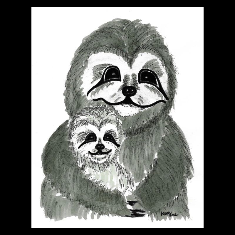 Faultiermama mit Faultierkind