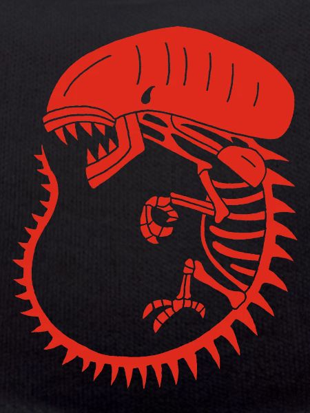 Red alien monster skeleton
