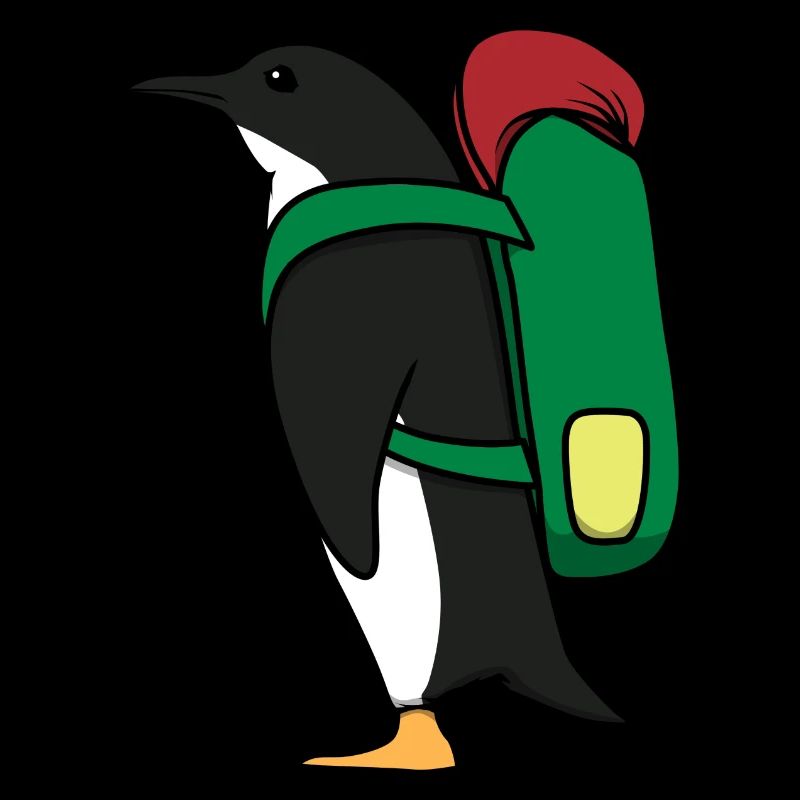 Aventure de randonnée mignonne avec le pingouin