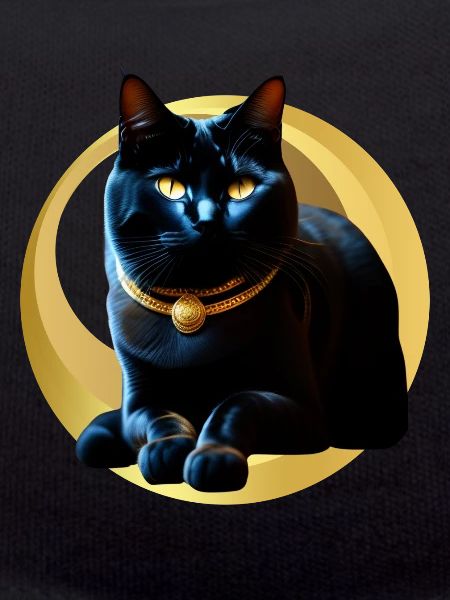 Chat noir collier doré