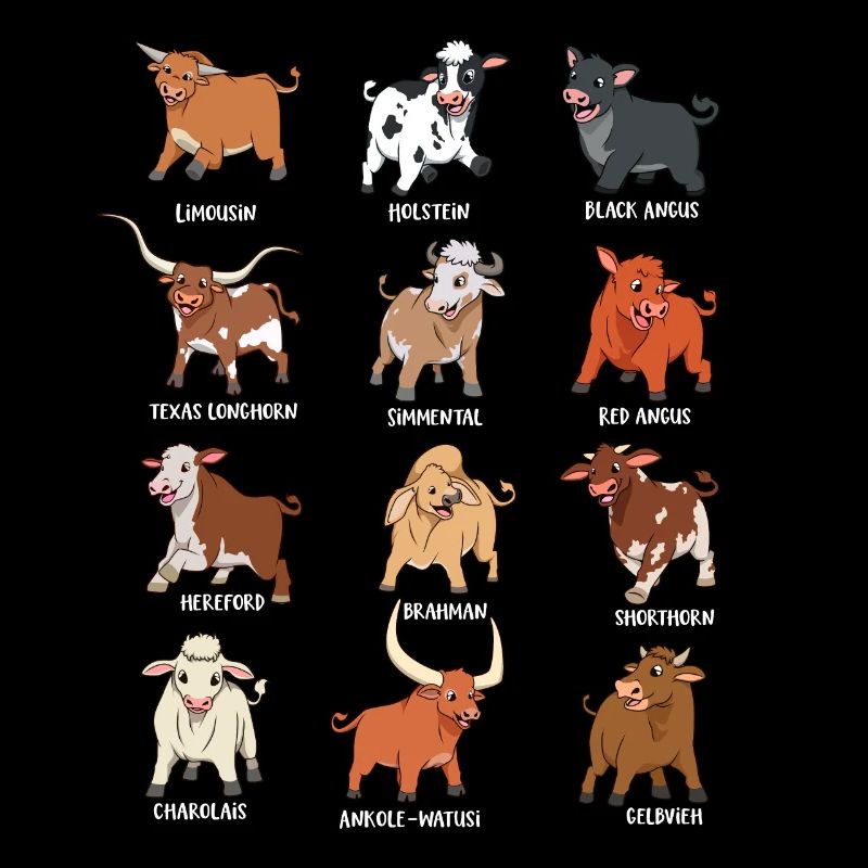 Différentes vaches Kawaii