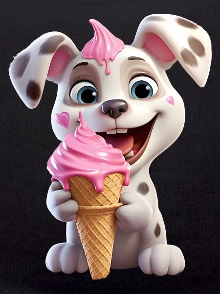 Hund mit Eiscreme