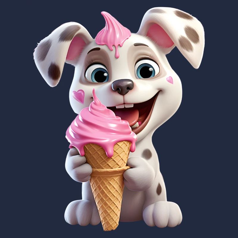 Hund mit Eiscreme