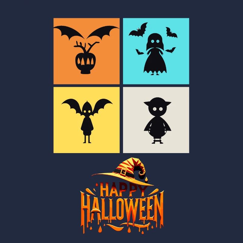 Quartett der Schrecken: Eine Halloween-Collage
