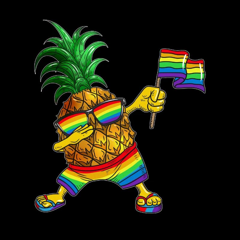 Ananas trägt Fahne Brille Kleidung Regenbogenfarbe