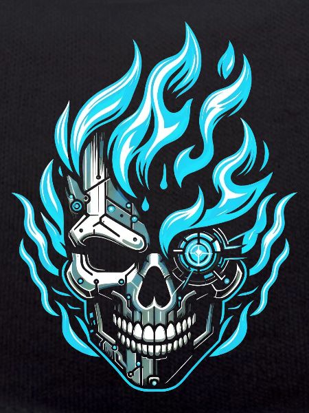 Cyberpunk Flame Skull