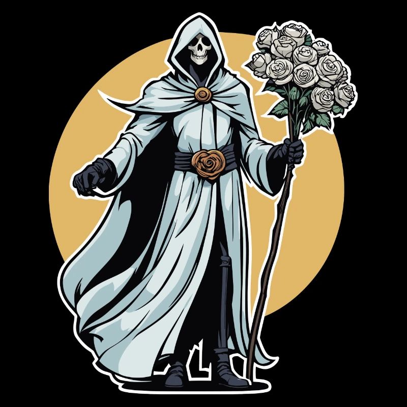 Grim Reaper Flowers Illustration