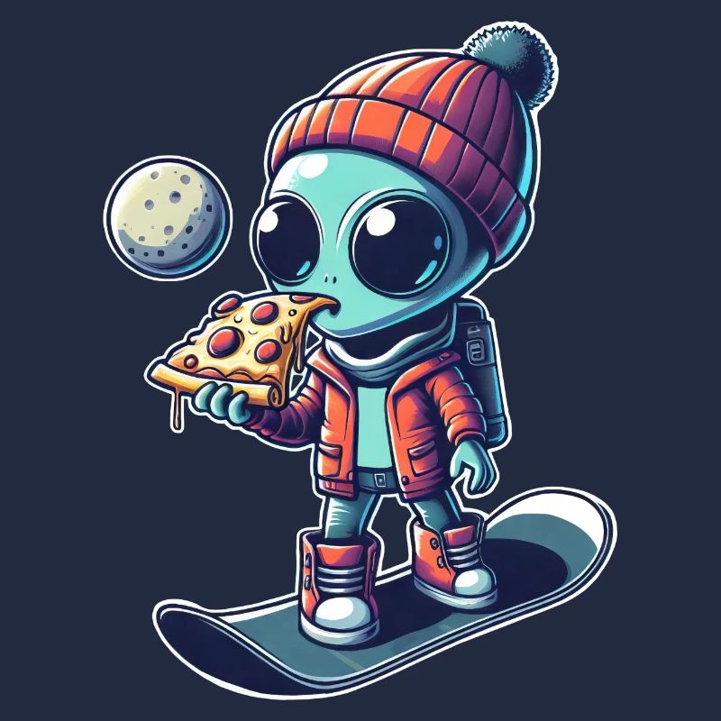 Mignon Comic Alien Snowboard Snowboarder