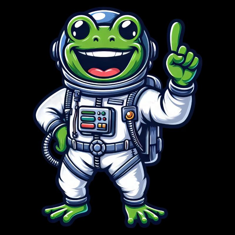 frog astronaut cool grinning space universe