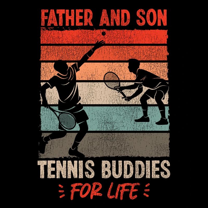Funny Tennis Player Racket Dad Son