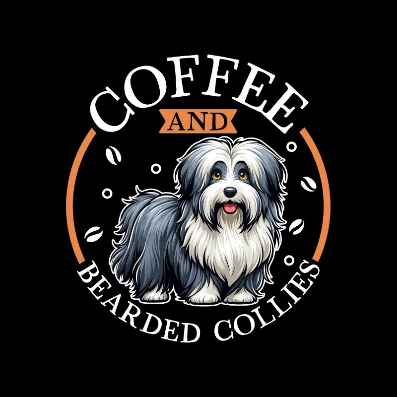 Kaffee und Bearded Collie
