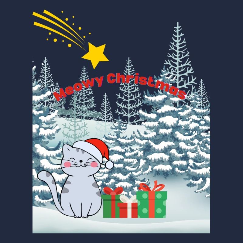 Chat dans un paysage de Noël romantique