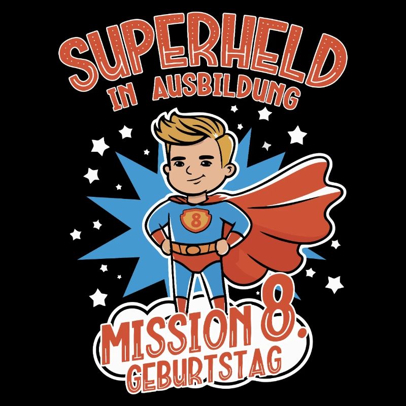Superheld in Ausbildung 8. Geburtstag Junge blond
