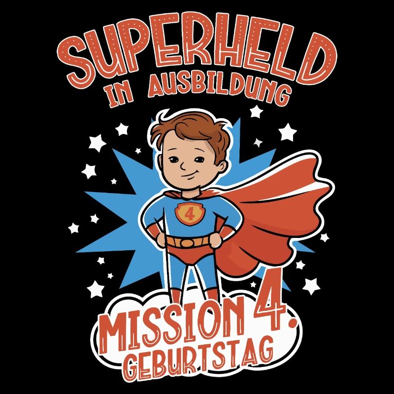 Superheld 4. Geburtstag Junge braune Haare