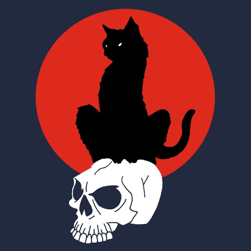 Schwarze Katze und Rote Sonne