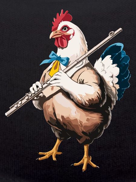 Lustiges Huhn mit Querflöte