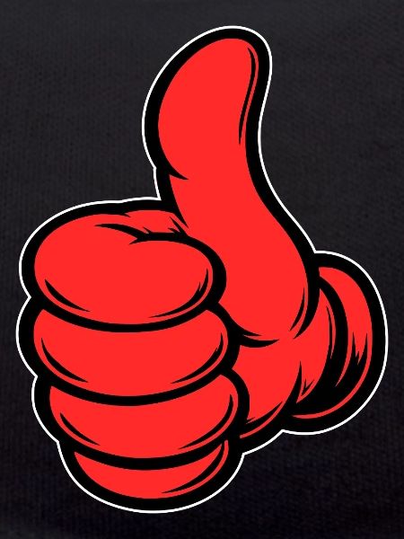OK Comic Daumenhoch Handsymbol rot