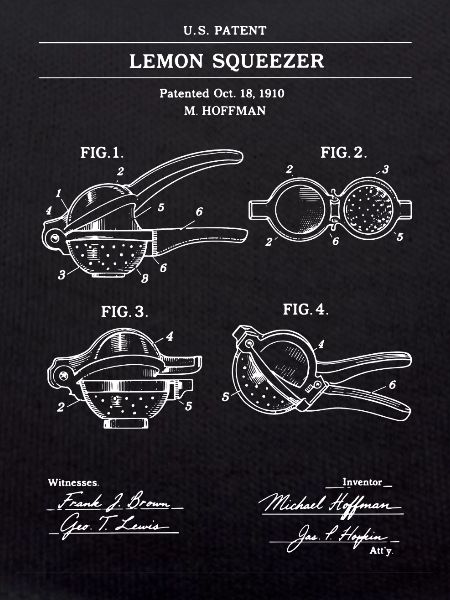 Lemon Squeezer Patent Line Art