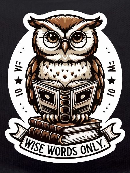 Wise owl reading book