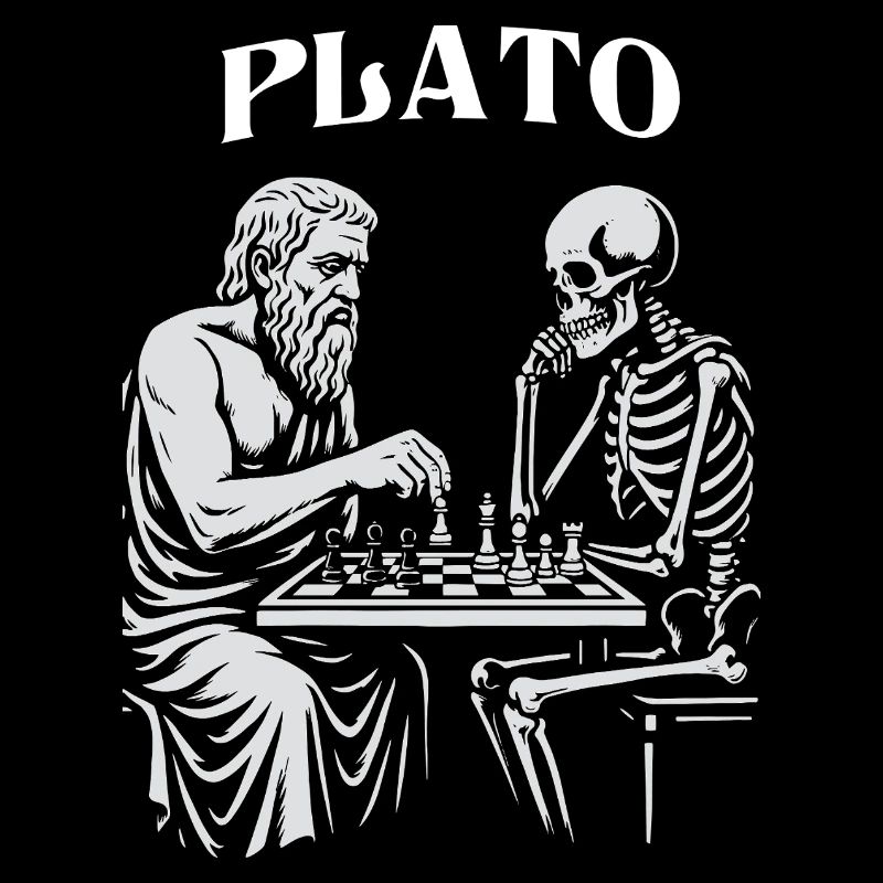 Platon et Skeleton jouant aux échecs