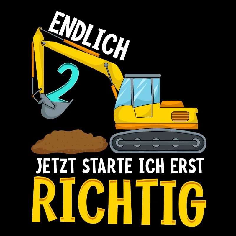 Ich Bin Zwei Jahre - 2. Geburtstag Junge Bagger