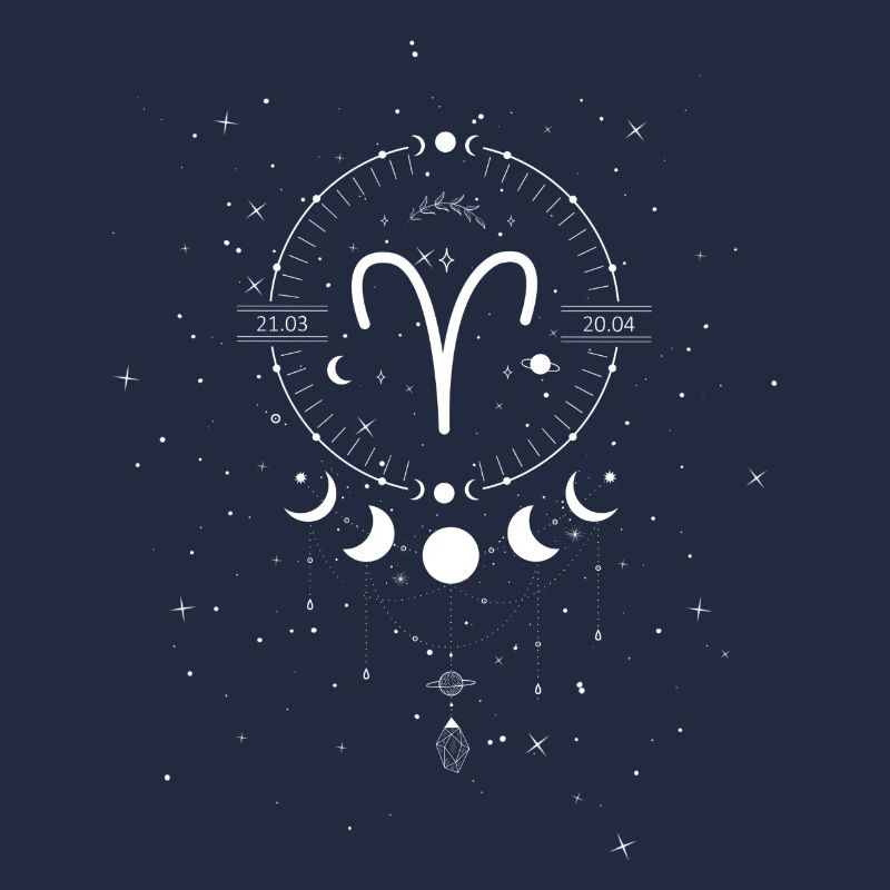 Zodiac sign Aries with moon phase