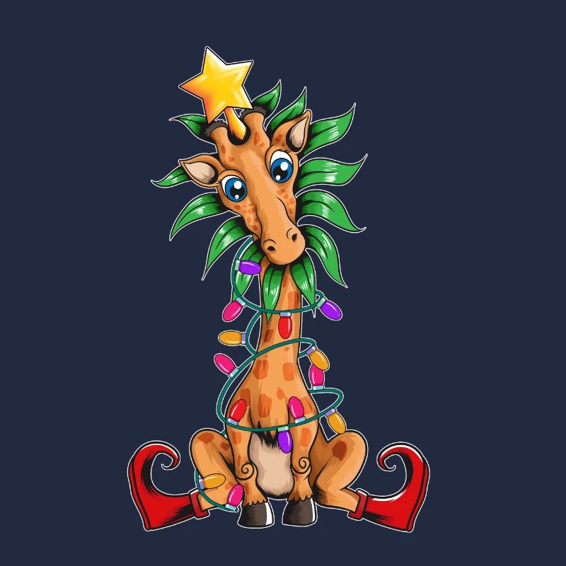 Giraffe Weihnachtsbaum Lichterkette Elfenschuhe
