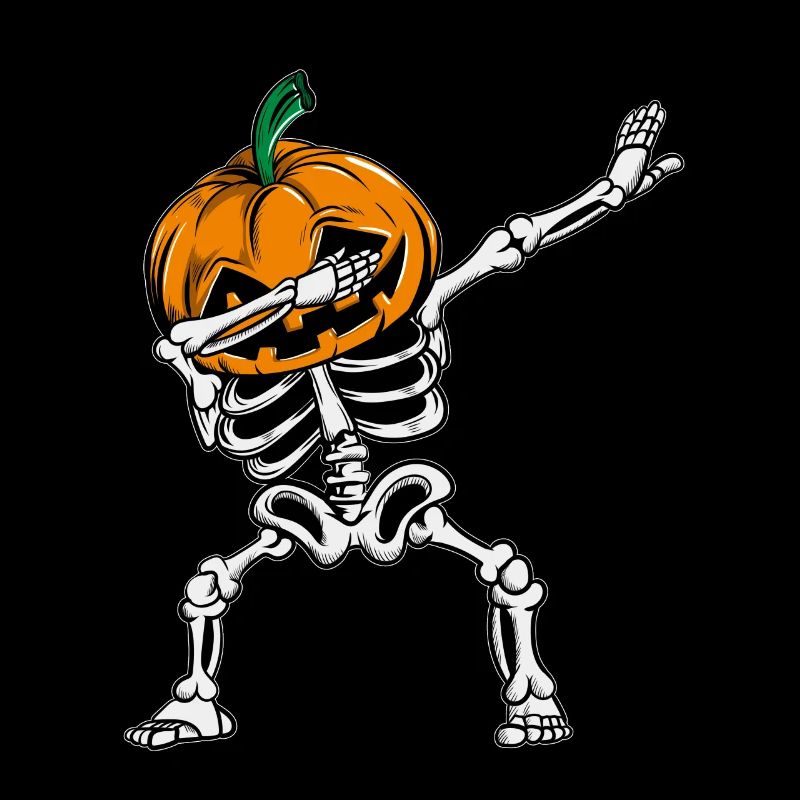 Dabbing Skeleton Pumpkin Glowing Halloween
