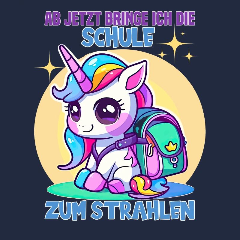 Schulkind Mädchen Einhorn Zur Einschulung