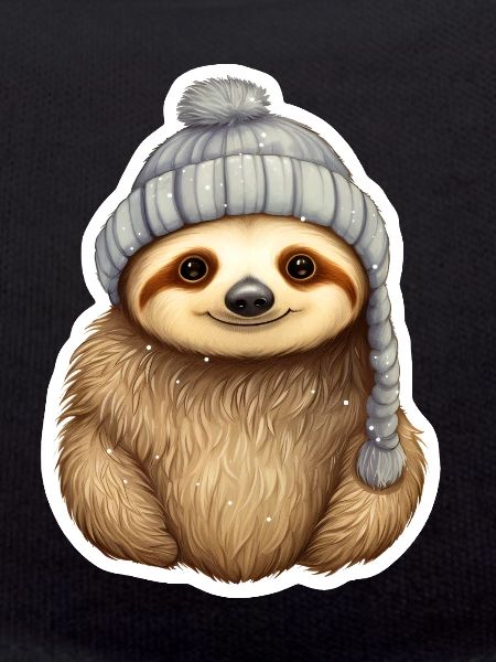 Sloth with winter hat